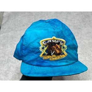 Vintage Joe Camel Smooth Character Blue Tie Dye Snapback Hat 90s Promo‎ Cap 80s